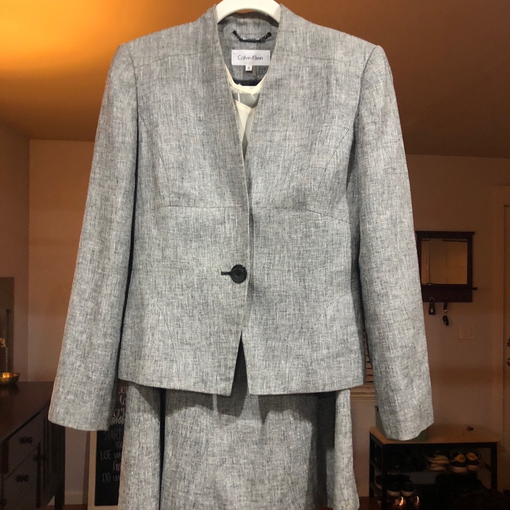 Calvin Klein two-piece suit.